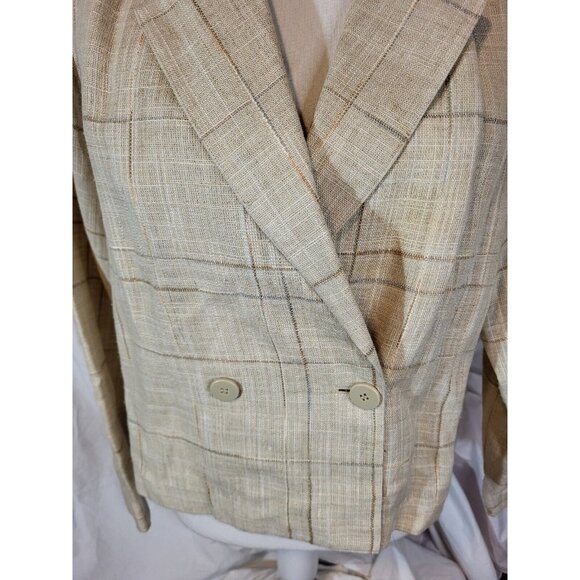 Vintage Christian Dior Separates Linen Plaid Double Breasted Blazer Size 6?‎ - Picture 3 of 6